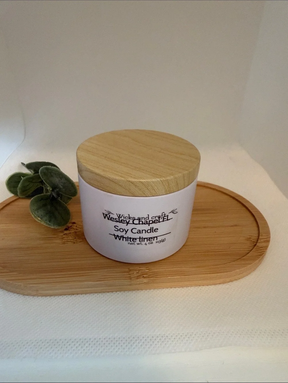 Wesley Chapel Soy Candle with Wood Lid - White